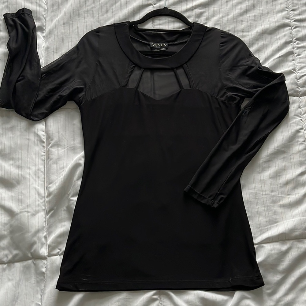Half mesh long sleeve top